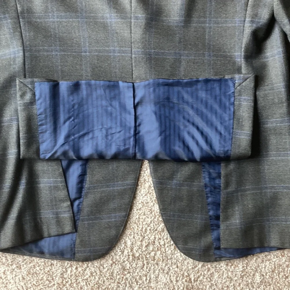 Ermenegildo Zegna Green Blue Windowpane Check Wool Sport Coat Eu 54 US 44 - Picture 8 of 12